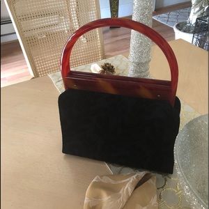 Vintage evening bag black embroidery material